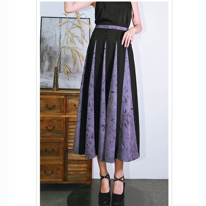 [Kokaisha --- Bamboo Series] ★China style skirt★ Bamboo pattern bottoms Original print Color scheme Slimming