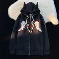 Load image into Gallery viewer, [Baraba series] ★Fleece-lined hoodie★ 2color tops unisex men's devil black pink SML XL
