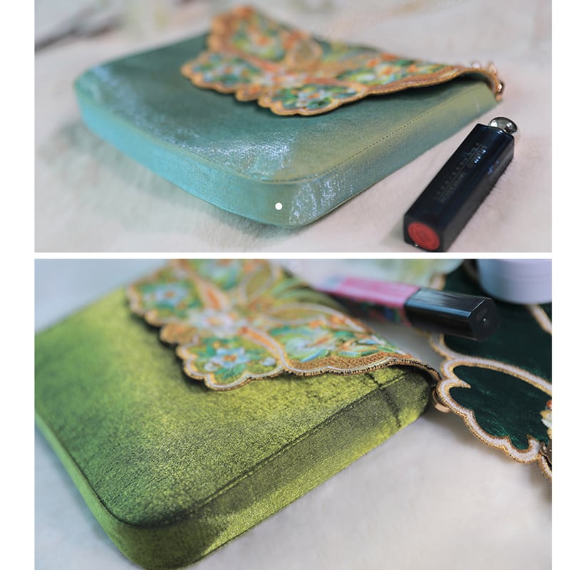 [Shimizu Kei Series]★China style bag★ 4color chain shoulder blue green cute embroidery original easy to match