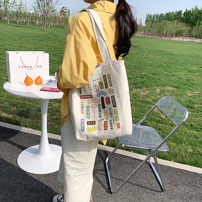 [2060 series] ★China style bag★ 2color tote bag handbag large capacity date commuting to school print