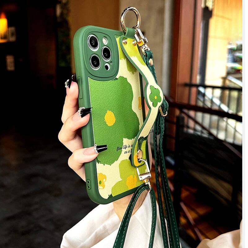 [YOUPIN series]★Mobile case★ 2color iPhone14 iPhone13 iPhone12 iPhone11 iPhoneX iPhone7/8 Flower Beige Green