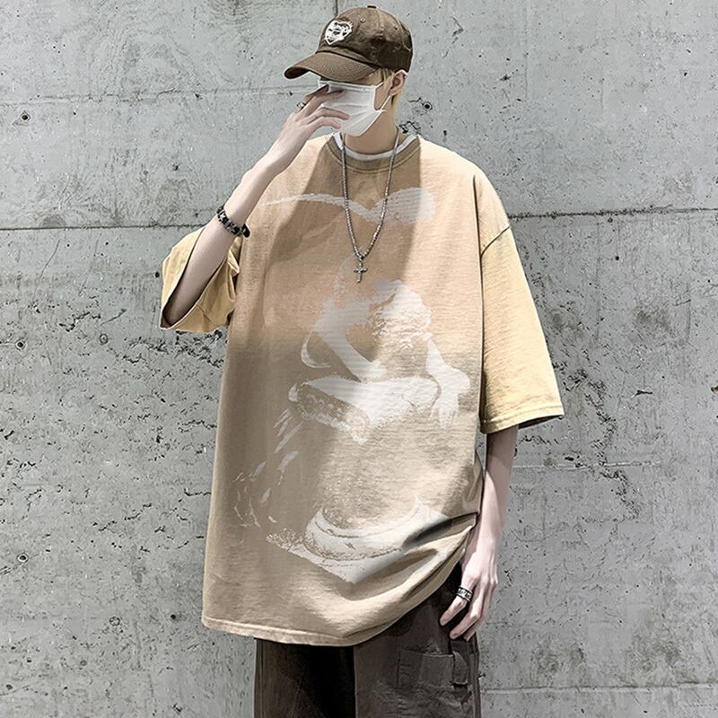 [KCSJ Series] ★Short sleeve T-shirt★ Retro style 5color tops T-shirt unisex men's large size gradation