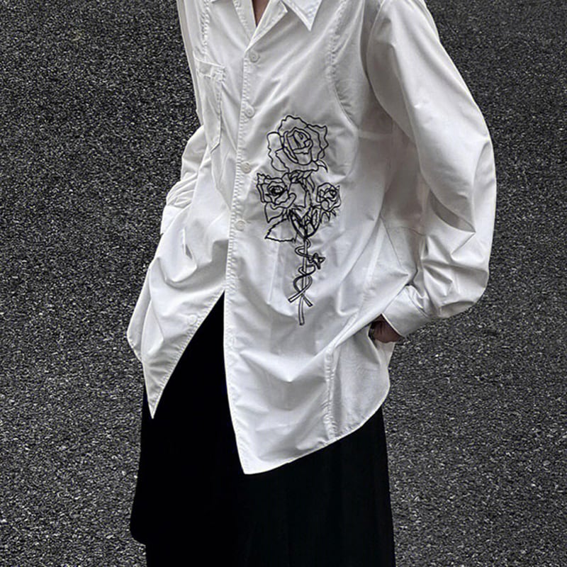 [Abun Mister Series]★Setup Single Order★ Embroidered shirt or letter pattern pants Cool White Black