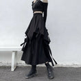 Load image into Gallery viewer, [Miyakoya Series]★Skirt★ Bottoms Irregular Asymmetrical Unique Harajuku style Easy to match Slimming Elastic waist Black Black
