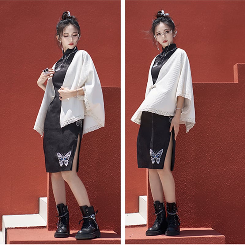 [Kyodo --- Skeleton Butterfly Series] ★ Shawl ★ Cape Stole Shoulder Bag Women's Easy to Match One Size Fits Most