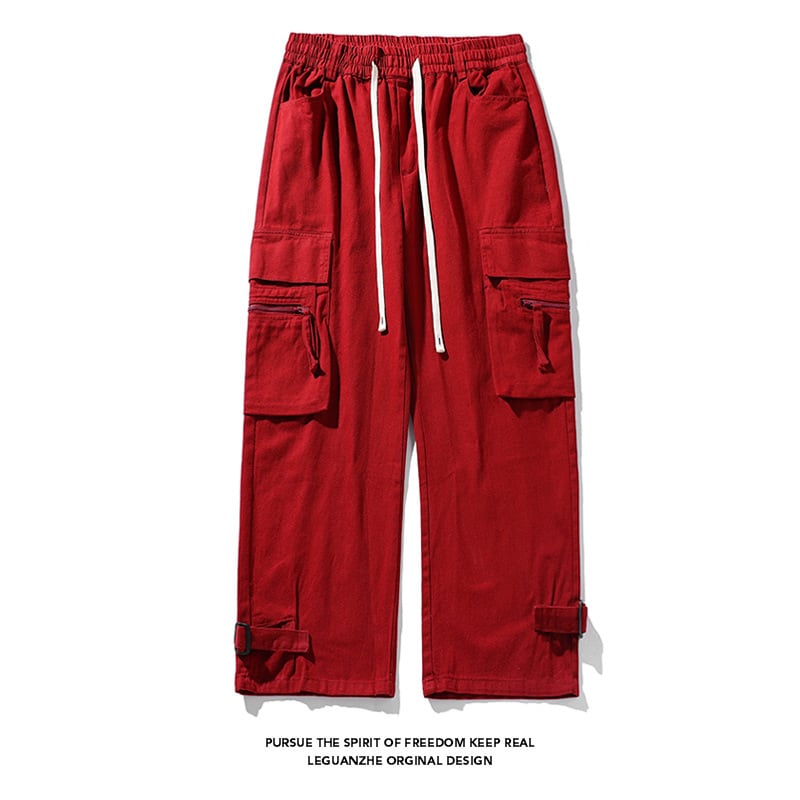 [BIGEMAN Series] ★Casual Pants★ 2color Bottoms Pants Men's Large Size Red Black