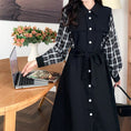 Load image into Gallery viewer, [Dong Xiaojie Series] ★Long sleeve dress★ Large size ladies dress Plaid pattern Commuting Black Black
