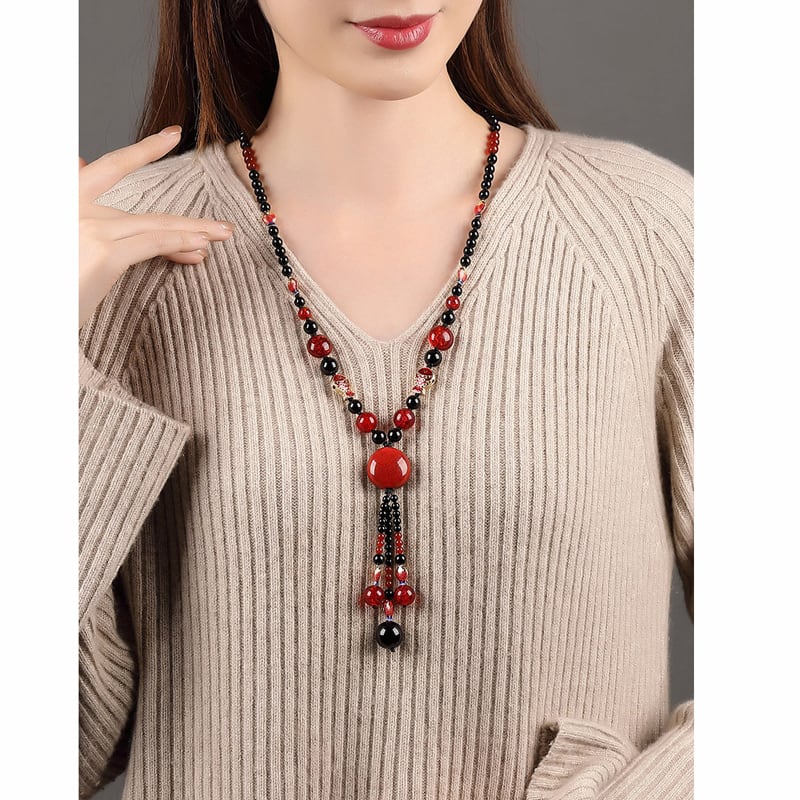 [Louran Guest Series] ★China style necklace★ Collar ladies accessories black red fish fish