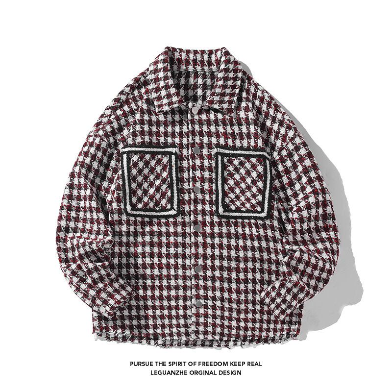 [BIGEMAN Series] ★Jacket★ 2color outer plaid pattern unisex men's black red