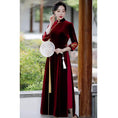 Load image into Gallery viewer, [ZHEZI series]★China dress★ 3color velvet embroidery large size long length green blue red
