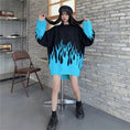 Load image into Gallery viewer, [Miyakoya Series] ★Sweater★ Tops Flame pattern knit tops Color scheme Unisex Men's Loose black blue
