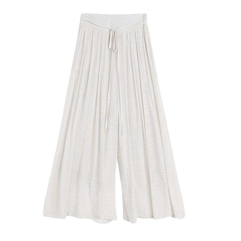 [White Sake Series] ★ Gaucho Pants ★ Bottoms Elastic Waist Plain Ladies Date Improves Temperament Simple