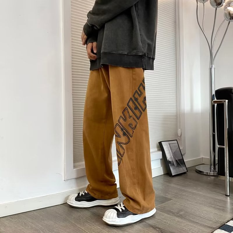 [XUSHANG Series] ★Casual Pants★ 2color Bottoms Pants Unisex Men's Alphabet Blue Coffee Color