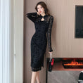 Load image into Gallery viewer, [AL Fashion Series] ★Cheongsam dress★ Chinese style dress, slimming, sexy, improving temperament, black, black
