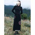 Load image into Gallery viewer, [Big Blue Dragon Series]★China style skirt★ PU skirt Chinese button ethnic style black black slimming wear
