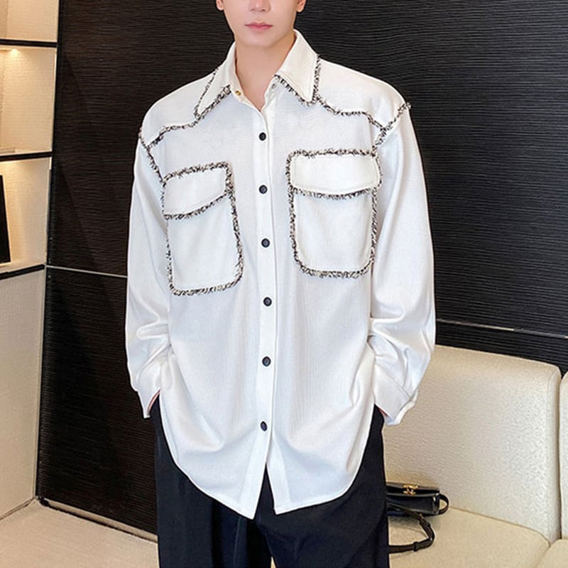 [Illustrated Series]★Shirt★ 2color Tops Unisex Men's Spring Clothes Long Sleeve Shirt Black White Stylish Easy to Match