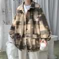 Load image into Gallery viewer, [Hyakuyakuge series] ★Jacket★ 3color outerwear unisex men's plaid pattern brown gray wine red
