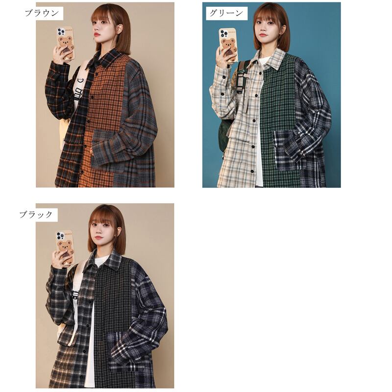 [CHAOMEICHEN series]★Jacket★ 3color outerwear stadium jacket unisex men's plaid color scheme