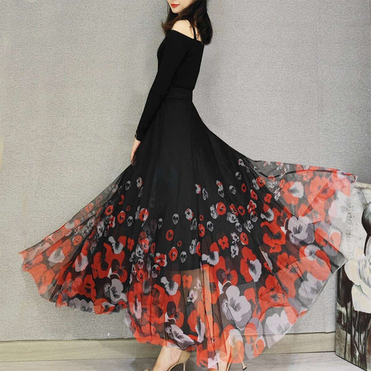 [HUANXIAOMO series] ★Floral pattern skirt★ 3 types of length can be selected Large size Improves temperament