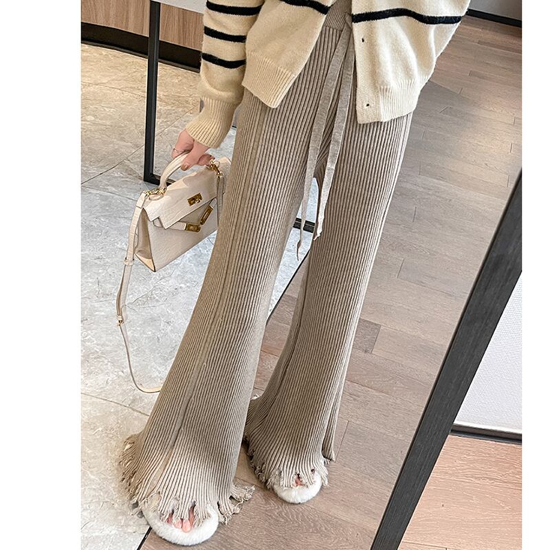 [Furin Series] ★Casual Pants★ 3color Knit Bottoms Casual Pants S M L XL Fringe