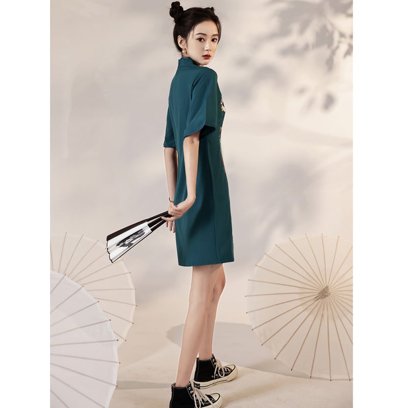 [YUEQIAO Series]★China Dress★ 4color Short Length Chinese Style Dress Crane Chinese Clothes Switching Cute