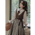 Load image into Gallery viewer, [DACHENGZI Series] ★Dress★ Fake Layered Dress Checkered Pattern Cute Retro S M L XL
