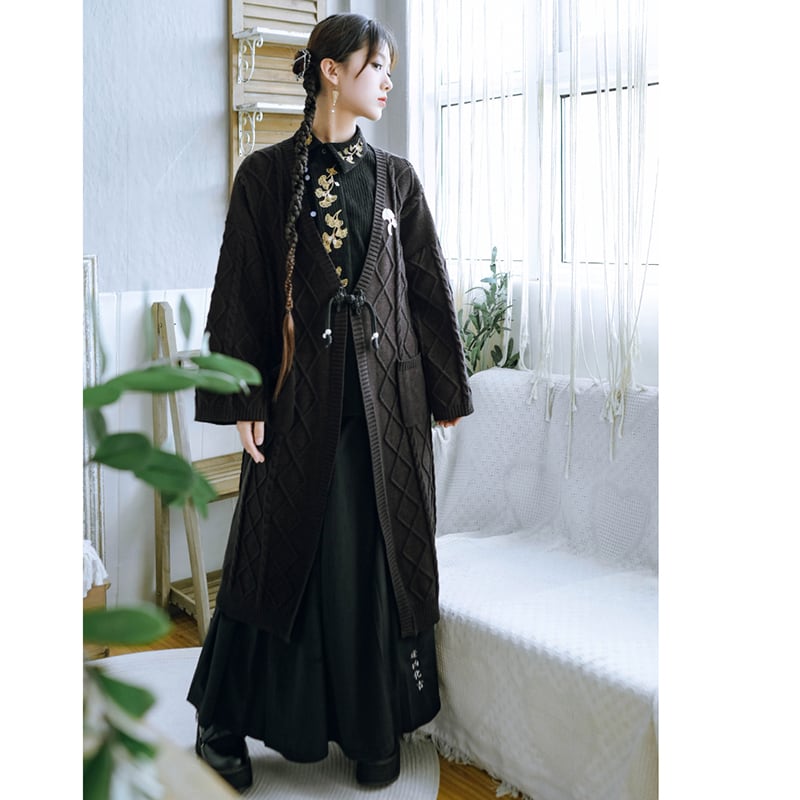 [Kokaishan --- Wakagi Gin Series] ★China style coat★ Cardigan long length knit outerwear