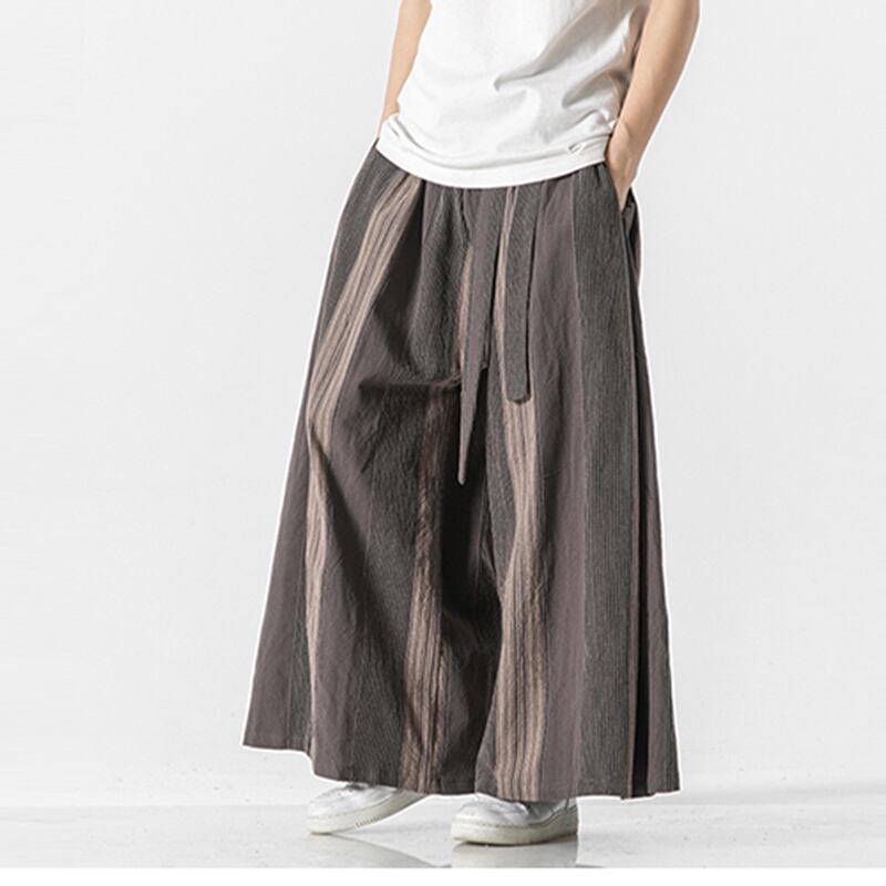 [Shu Han Ink Series]★China style pants★ 3color gaucho pants, vertical stripes, unisex, men's, loose, large size