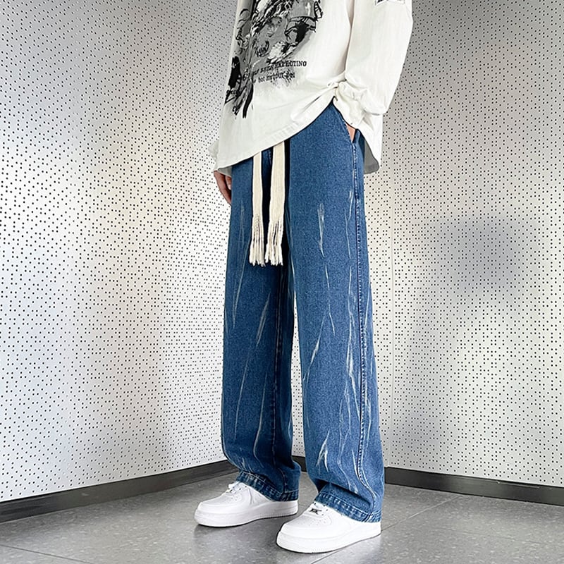 [KADISHOU series] ★Denim pants★ 2color bottoms pants unisex men's fashionable blue black large size