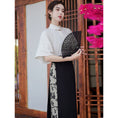 Load image into Gallery viewer, [BRMFUGU series]★China style skirt★Bottoms, slimming, floral pattern, Chinese elements, Chinese clothes, switching black, black
