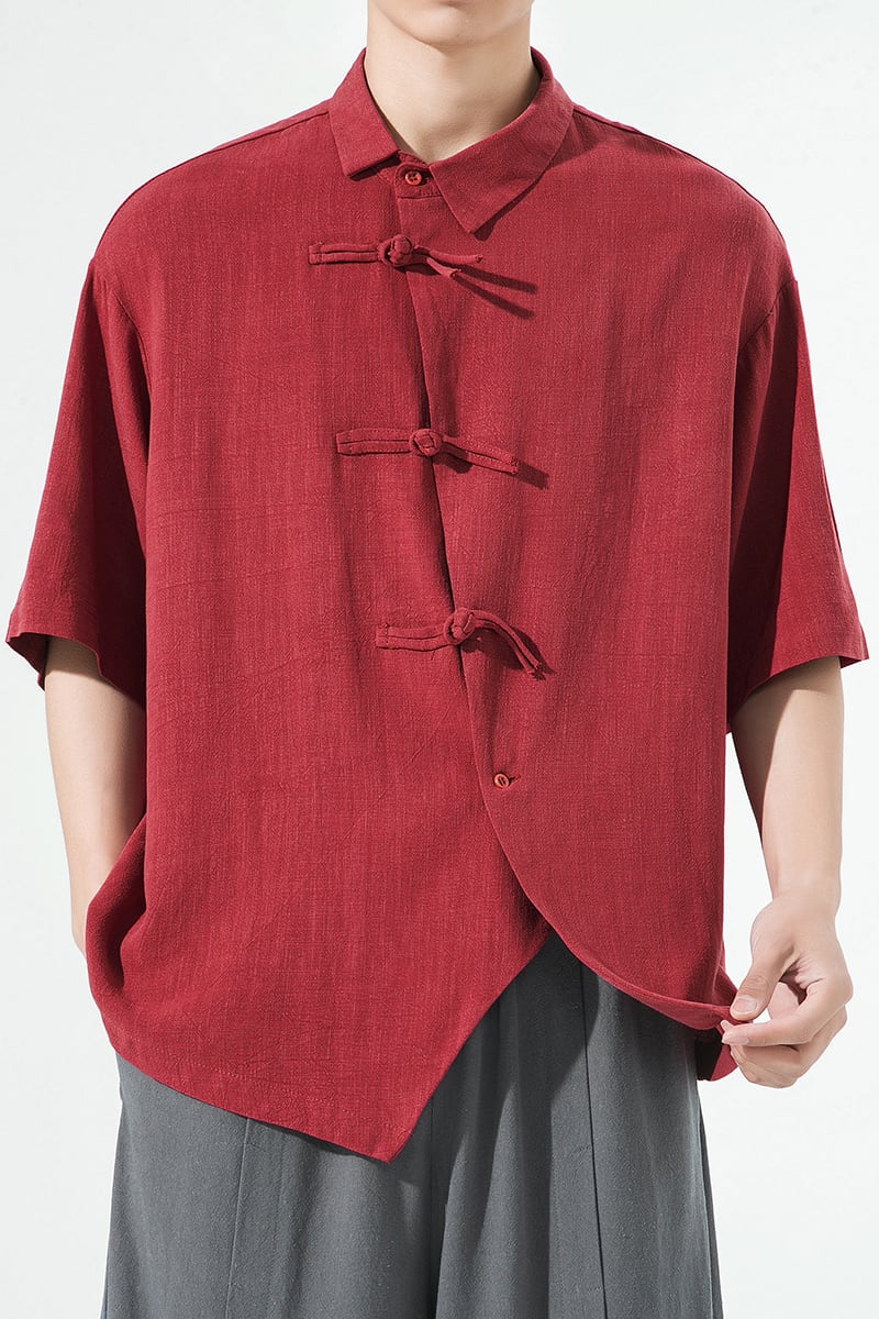 [MMstudios series]★China style shirt★ Tops 3color Unisex Men's Large size Plain Black Red