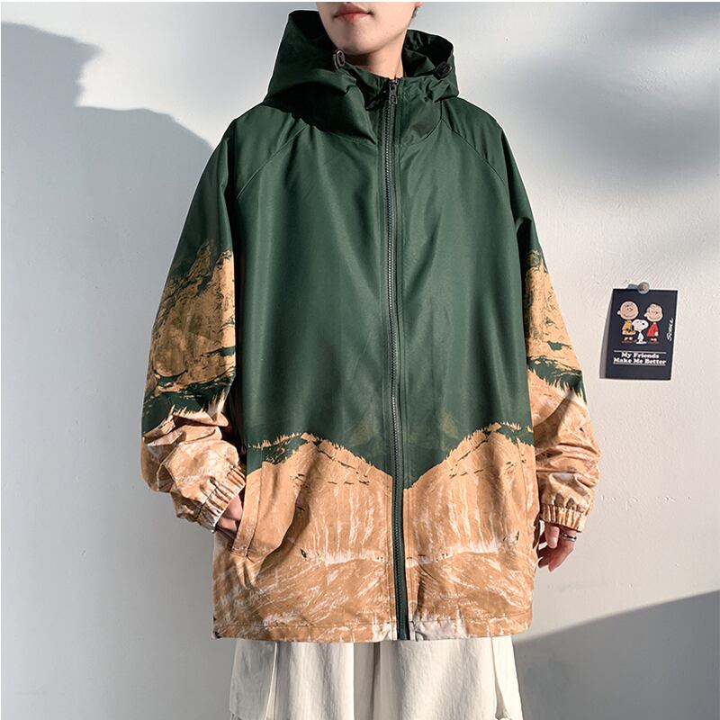 [Han Lishin Series] ★China style outerwear★ 4color jacket Snowy mountain print Large size Loose