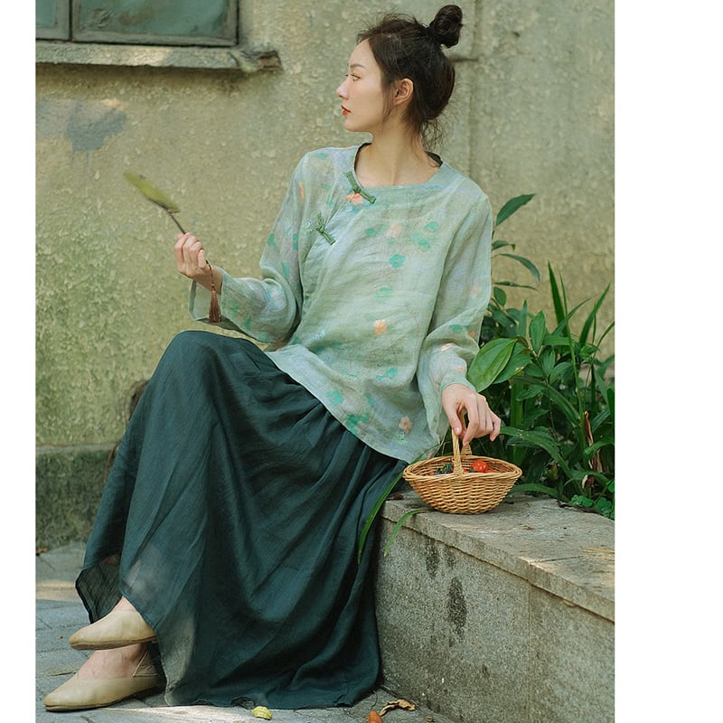 [MANMAN Series]★Chinese style shirt★ Tops, Chinese clothes, Tang clothes, floral pattern, retro, temperament-enhancing print