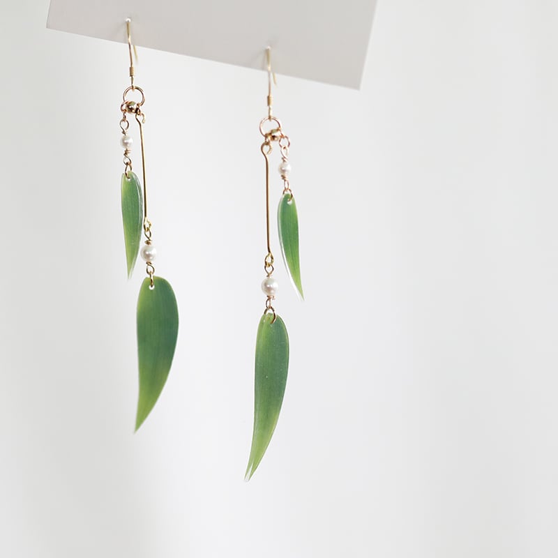 [SUZEE Series]★China style earring★ Pair of earrings or earrings Ladies accessories Bamboo leaves Green Green