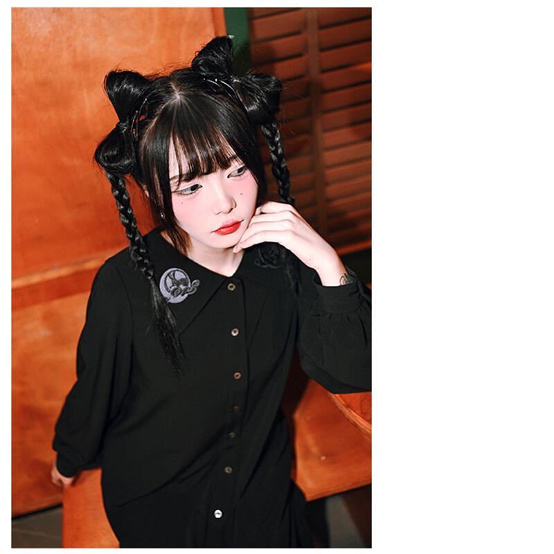 [Old Monster --- Rabbit Series] ★Chinese style dress★ Embroidery cute rabbit original black black SML date