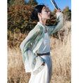 Load image into Gallery viewer, [Daiseiryusu Series] ★China-style shirt★ Tops, long sleeves, sheer, chiffon print, green, green
