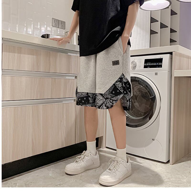 [KADISHOU Series] ★Shorts★ 3color Paisley Bottoms Casual Shorts Unisex Men's Cool Large Size Black White Gray