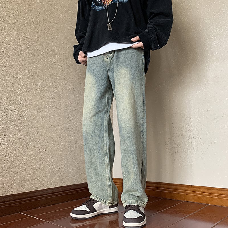 [V37 Series]★Denim Pants★ 2color Bottoms Unisex Men's Trousers Spring/Summer Easy to Match Fashion