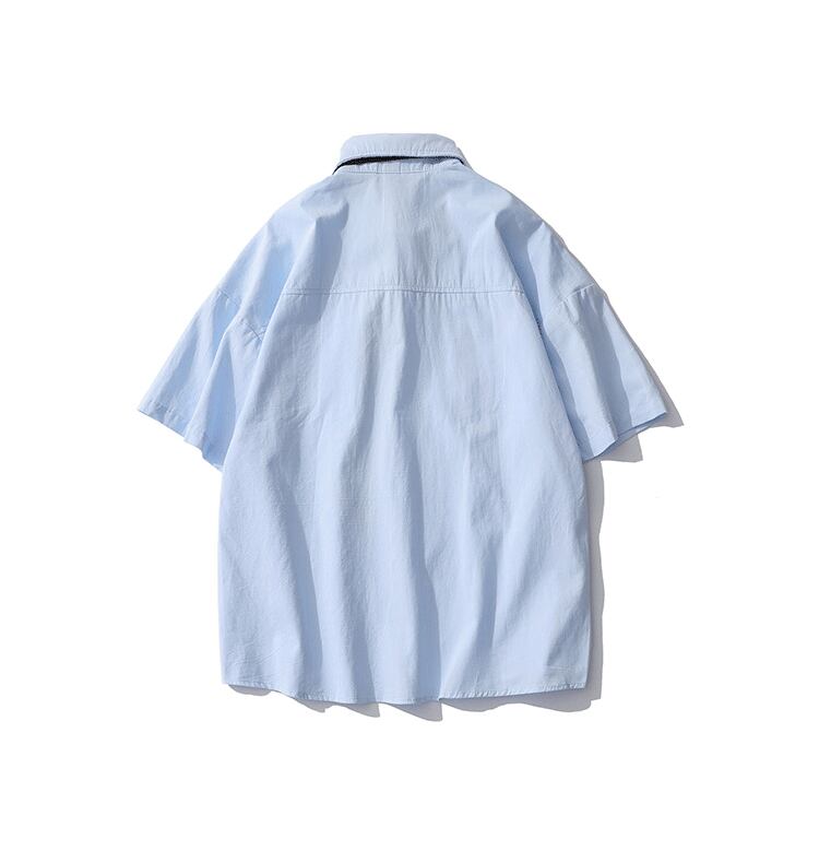 [SEVENSUP Series]★Shirt with tie★ 2color tops short sleeve shirt unisex men's butterfly blue white