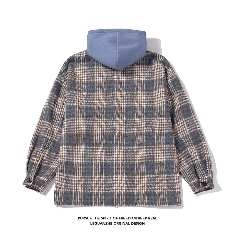 [BIGEMAN Series]★Jacket★ Outerwear 2color Unisex Men's Large Size Hooded Plaid Pattern