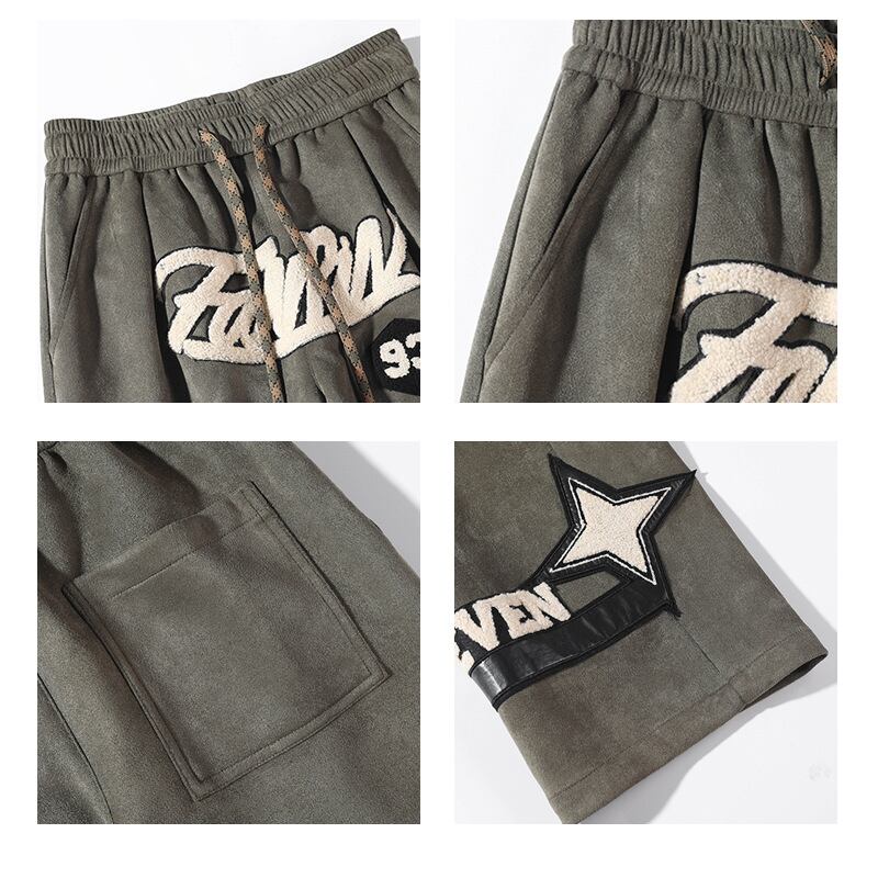 [BIGEMAN Series]★Pants★ 2color Casual Pants Bottoms Unisex Men's Large Size Alphabet Black Khaki Blue