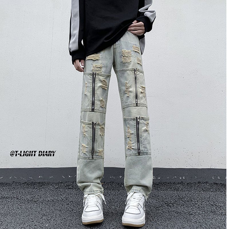 [DULAIEN Series] ★Denim Pants★ Casual Pants 2color Unisex Men's Large Size Unique