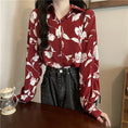 Load image into Gallery viewer, [BUXI Series]★Shirt★ Tops Floral Print Retro Red Red Women's Fashion Long Sleeve
