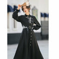 Load image into Gallery viewer, [Dust smoke and cloud dream series] ★China style dress★ With belt, long sleeves, embroidery, black, black SML, slimming, Chinese elements
