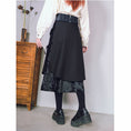 Load image into Gallery viewer, [Ancient monster house---Shanhai-kei series] ★China style skirt★ Velvet with belt Thick Black Black S M L XL
