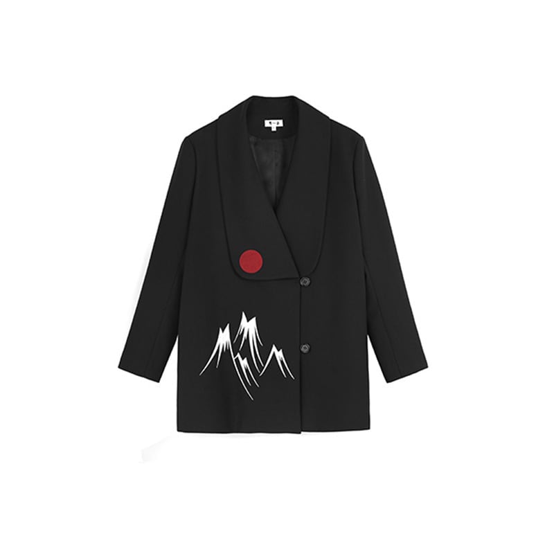 [Big Blue Dragon Series] ★China style coat★ Loose outerwear, embroidered, retro, easy to match, black, black