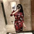 Load image into Gallery viewer, Sexy Chinese Dress Short One Piece SML Coming of Age Ceremony Party Red Red Slit Floral Pattern
