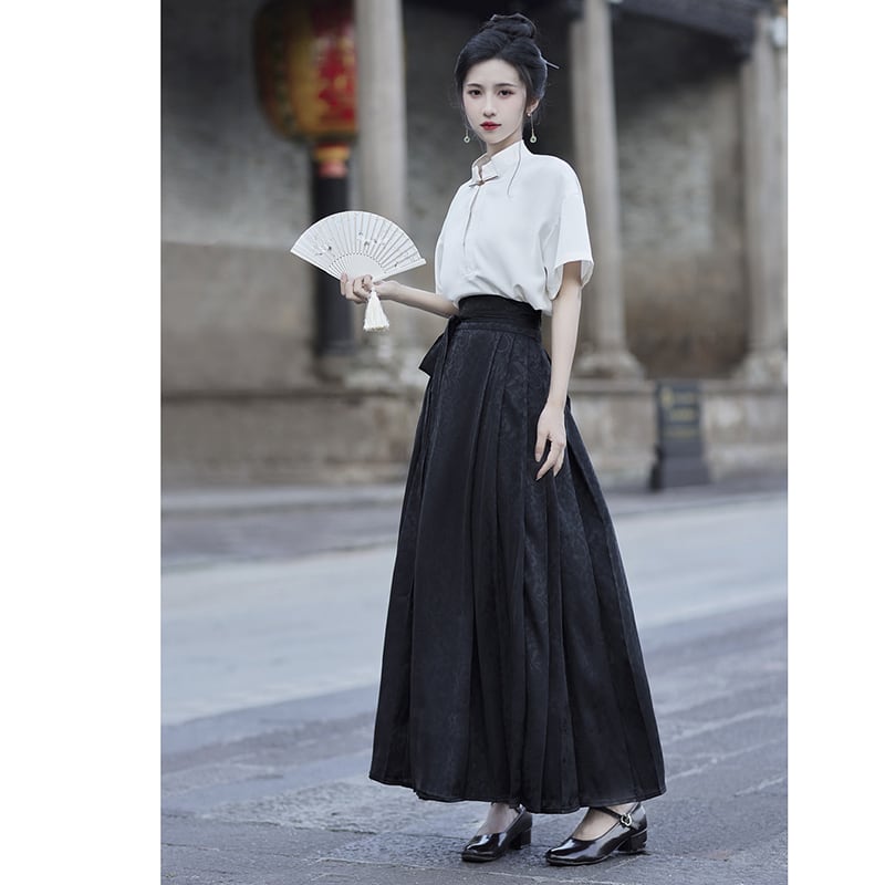 [BAIRIMENG Series]★China style skirt★Bottoms Window skirt Chinese elements Chinese clothing Black Black Long length