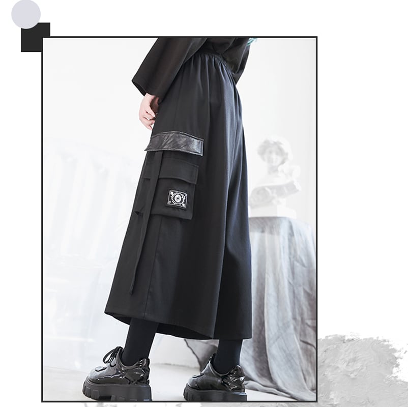 [Kokaisha series]★China style pants★Bottoms Gaucho pants Gaucho SML Easy to match Black Black