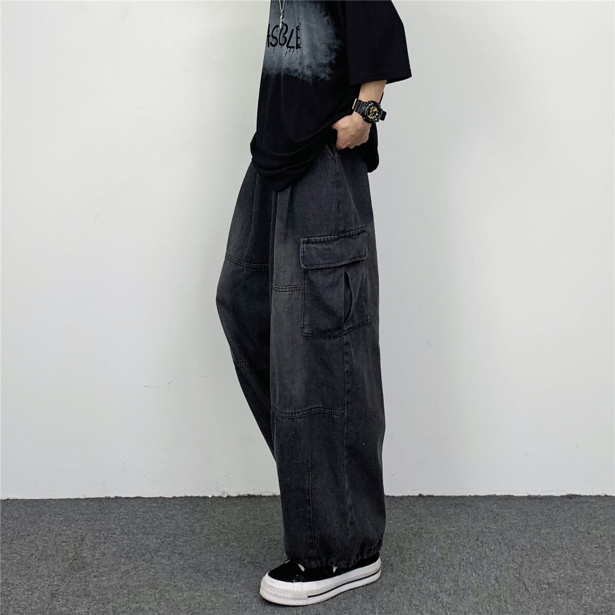 [MGJM Series]★Denim Pants★ 2color Pants Bottoms Unisex Men's Casual Street Blue Black